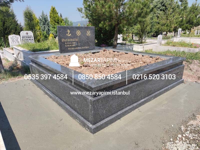İki Kişilik Komple 5 cm Kalınlıkta Siyah Granit Mezar - Görsel 3