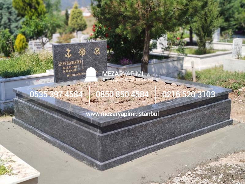 İki Kişilik Komple 5 cm Kalınlıkta Siyah Granit Mezar - Görsel 13
