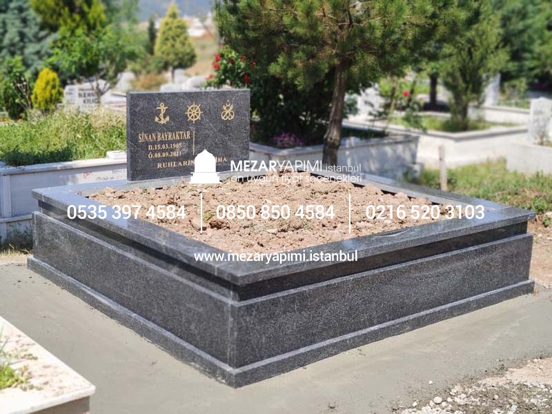 İki Kişilik Komple 5 cm Kalınlıkta Siyah Granit Mezar - Görsel 14