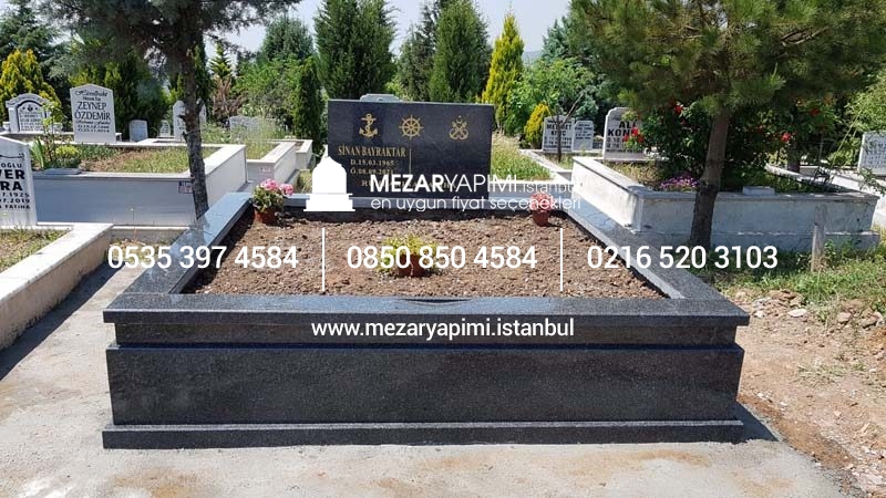 İki Kişilik Komple 5 cm Kalınlıkta Siyah Granit Mezar - Görsel 2