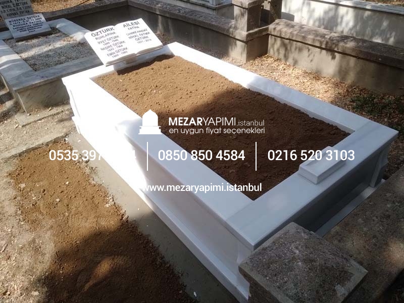 Tek Kişilik Baş Taşı Kitabe Süt Beyazı Mermer Mezar - Görsel 8