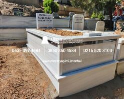 Tek Kişilik Baştaşı Abide Granit Şeritli Mezar - Görsel 7