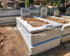 Tek Kişilik Baştaşı Abide Granit Şeritli Mezar - Görsel 5