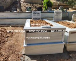 Tek Kişilik Baştaşı Abide Granit Şeritli Mezar - Görsel 6
