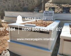 Tek Kişilik Baştaşı Abide Granit Şeritli Mezar - Görsel 3