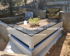 Tek Kişilik Küpeşte Baştaşı Granit Şeritli Mezar