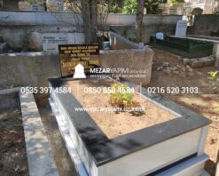 Tek Kişilik Küpeşte Baştaşı Granit Şeritli Mezar - Görsel 6