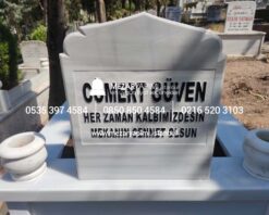 Alternative view of Tek Kişilik Süt Beyaz 10cm Baştaşı Mezar Modeli