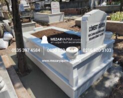 Tek Kişilik Süt Beyaz 10cm Baştaşı Mezar Modeli - Görsel 4
