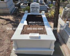 Tek Kişilik Süt Beyaz 10cm Baştaşı Mezar Modeli - Görsel 3