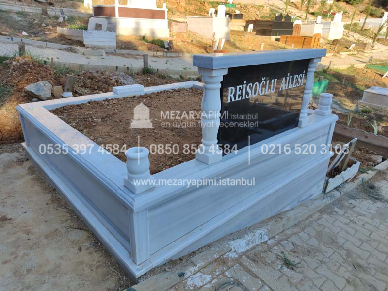 cift Kisilik Bas Tasi Granit Sutunlu Mermer Mezar-2
