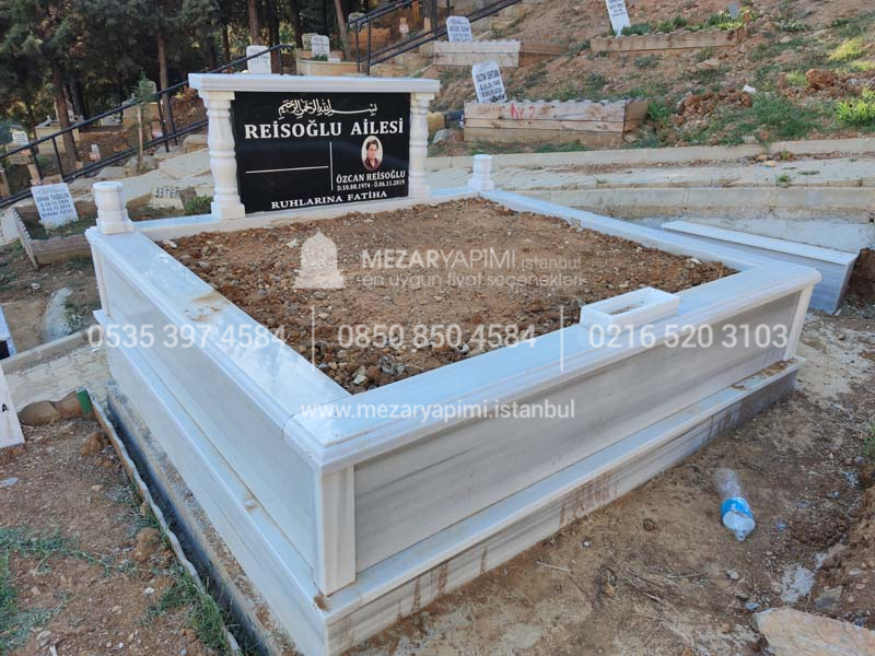 cift Kisilik Bas Tasi Granit Sutunlu Mermer Mezar