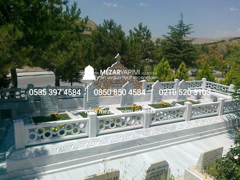 Özel Cnc Kesim Mermer Aile Mezar Modeli