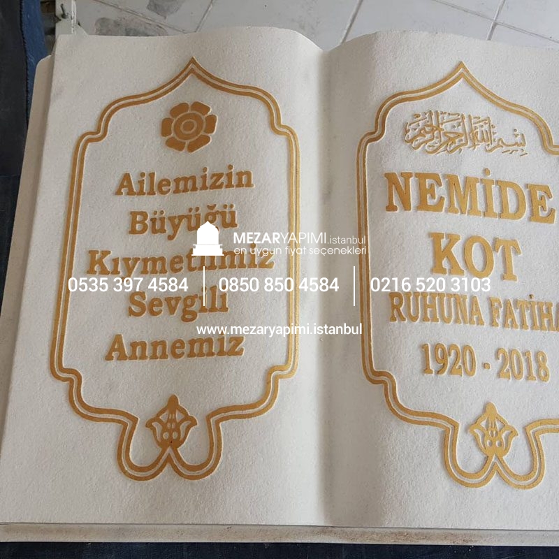 Desen İşlemeli Mermer Mezar Taşı Modelleri - Görsel 3