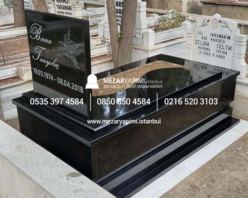 Komple 5 cm Kalınlıkta Absolute Black Siyah Granit Mezar - Görsel 2