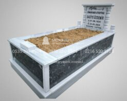 Tek Kişilik Sütunlu Gövde Siyah Mermer Mezar