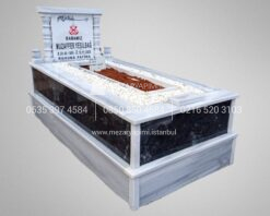 Tek Kişilik Sütunlu Gövde Siyah Mermer Mezar