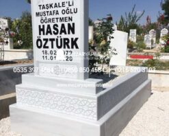Tek Kişilik Cnc Desen İşlemeli Mermer Mezar - Görsel 3