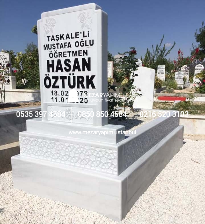 Tek Kişilik Cnc Desen İşlemeli Mermer Mezar - Görsel 3