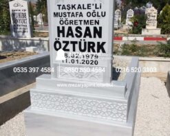 Tek Kişilik Cnc Desen İşlemeli Mermer Mezar - Görsel 4