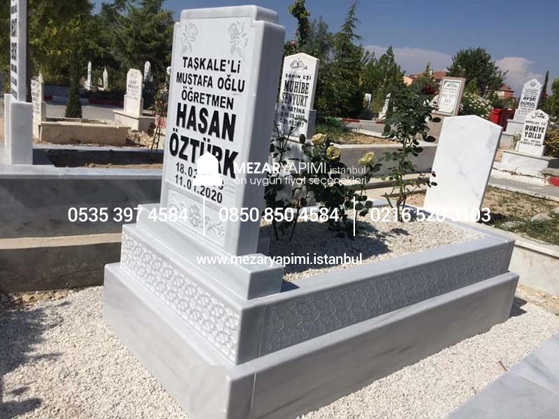 Tek Kişilik Cnc Desen İşlemeli Mermer Mezar
