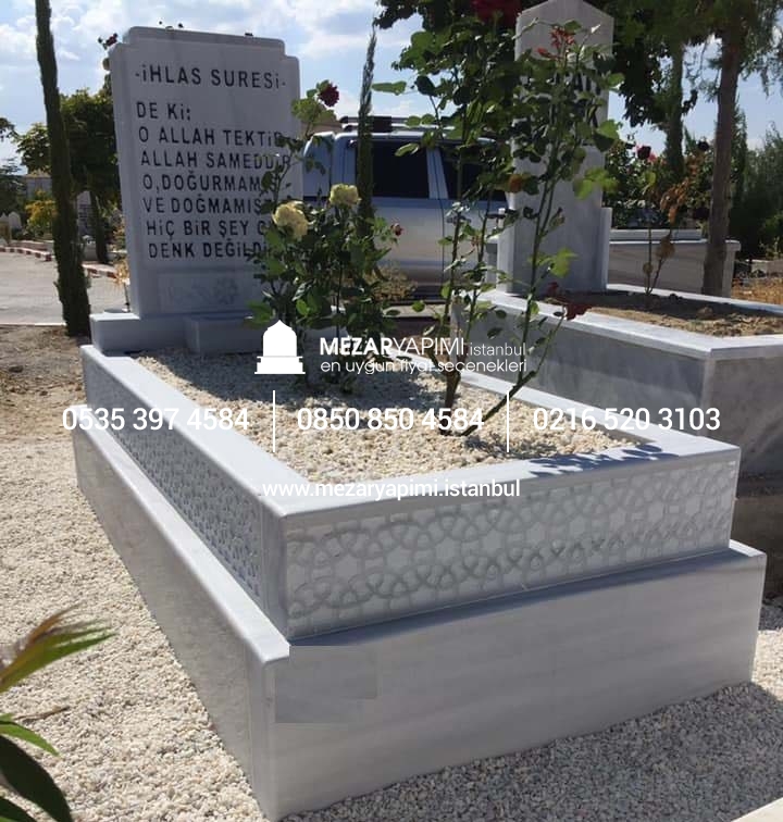 Tek Kişilik Cnc Desen İşlemeli Mermer Mezar - Görsel 5