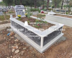 Tek Kişilik Gövde Siyah Mermer Mezar - Görsel 4