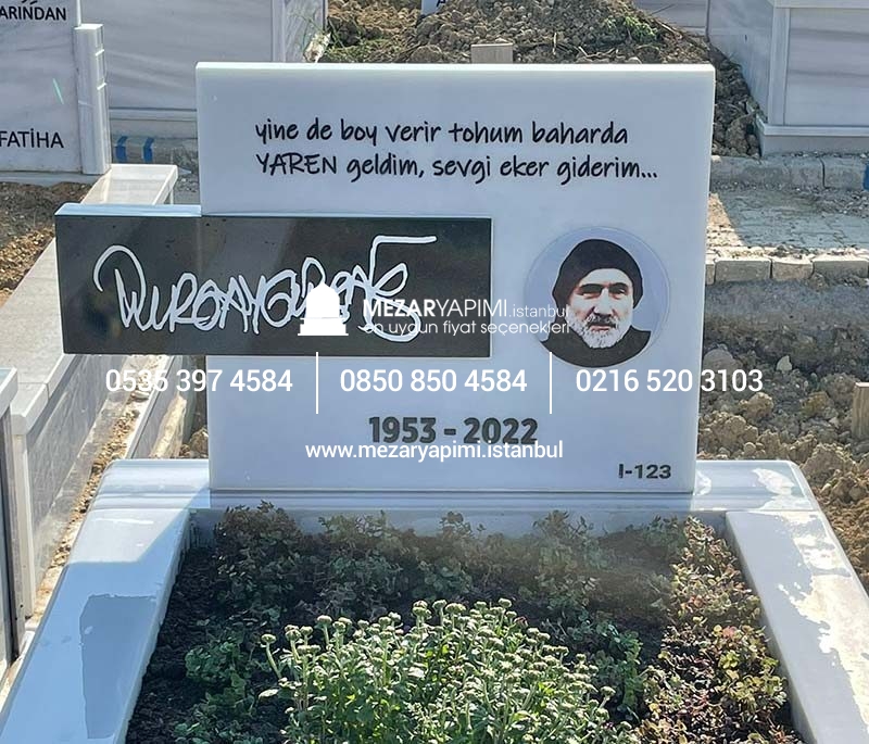 Beyaz Mermer Blok Mezar Modeli - Görsel 3