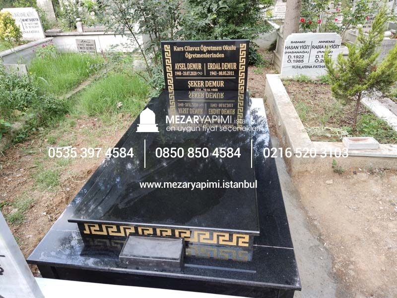 Tek Kişilik Üzeri Kapalı Komple Granit Desen İşlemeli Mezar - Görsel 7