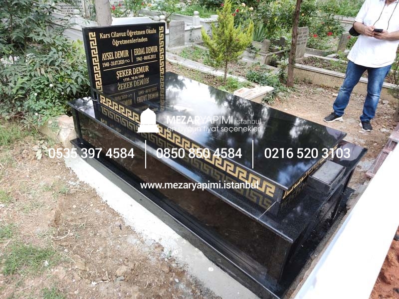 Tek Kişilik Üzeri Kapalı Komple Granit Desen İşlemeli Mezar - Görsel 8
