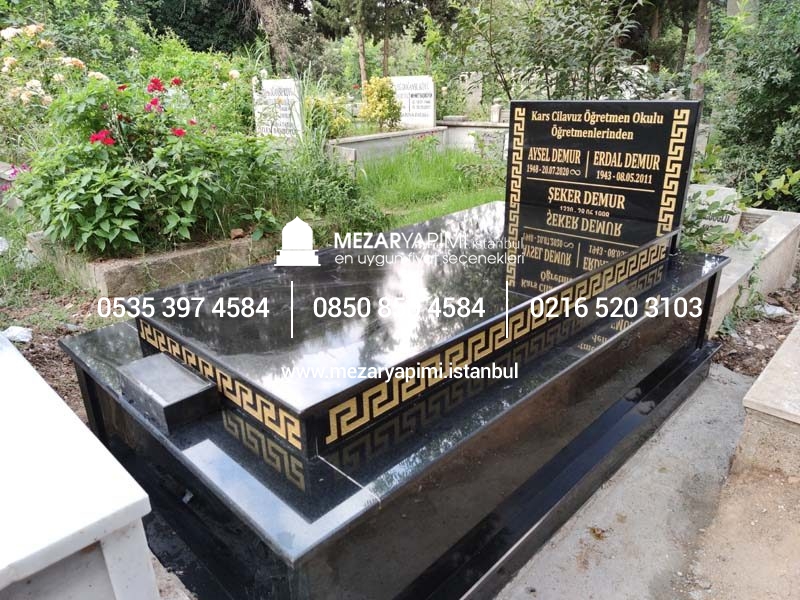 Tek Kişilik Üzeri Kapalı Komple Granit Desen İşlemeli Mezar - Görsel 4