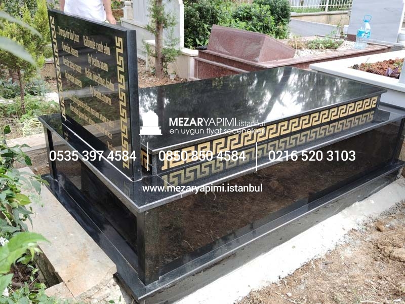 Tek Kişilik Üzeri Kapalı Komple Granit Desen İşlemeli Mezar - Görsel 5