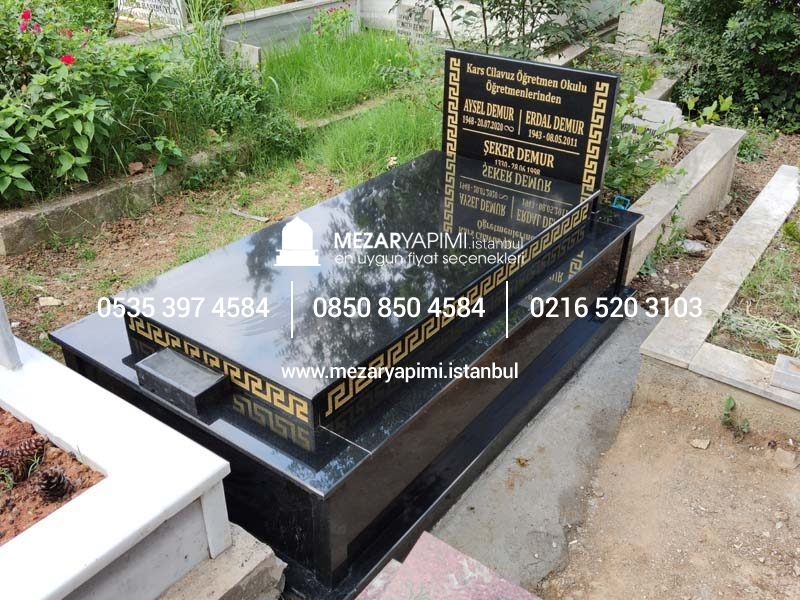 Tek Kişilik Üzeri Kapalı Komple Granit Desen İşlemeli Mezar - Görsel 2