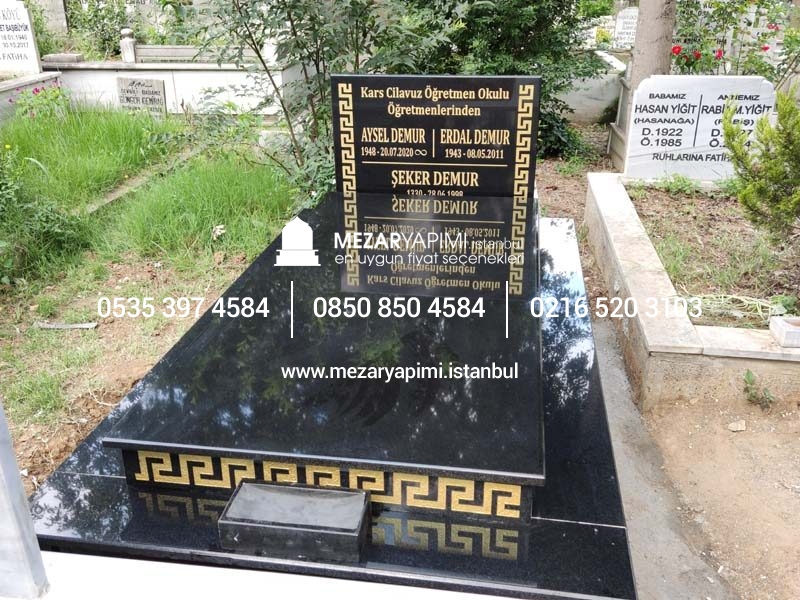 Tek Kişilik Üzeri Kapalı Komple Granit Desen İşlemeli Mezar - Görsel 9