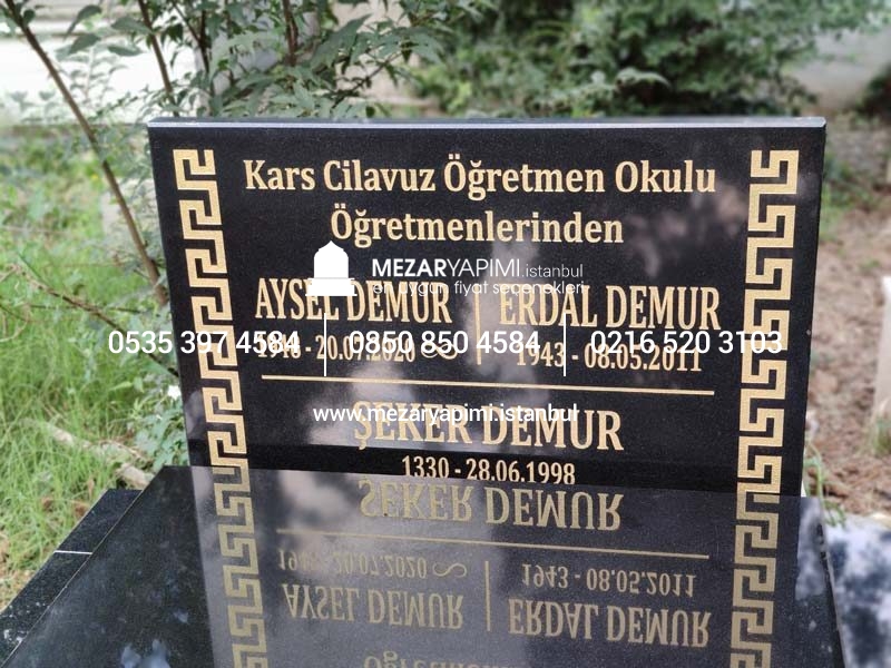 Tek Kişilik Üzeri Kapalı Komple Granit Desen İşlemeli Mezar - Görsel 11