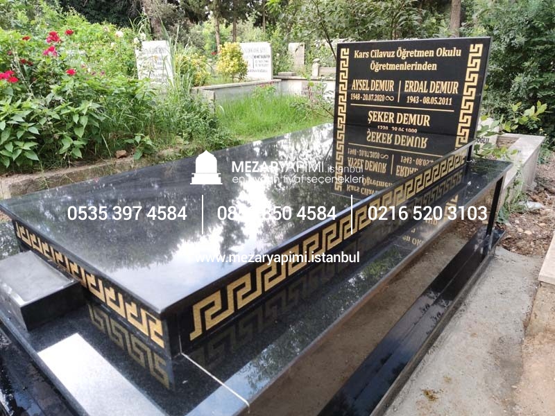Tek Kişilik Üzeri Kapalı Komple Granit Desen İşlemeli Mezar - Görsel 6