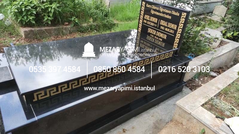 Tek Kişilik Üzeri Kapalı Komple Granit Desen İşlemeli Mezar - Görsel 12