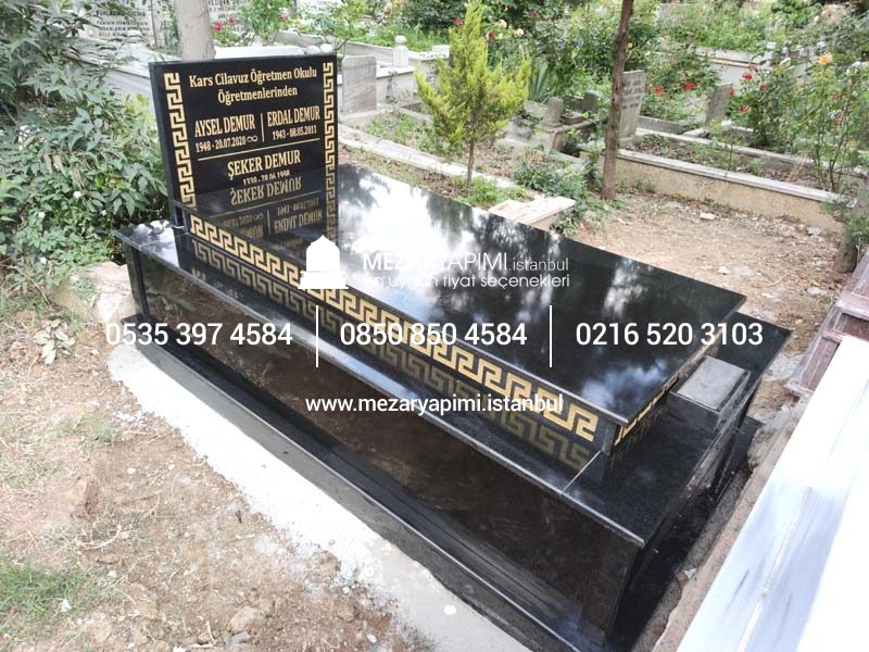 Tek Kişilik Üzeri Kapalı Komple Granit Desen İşlemeli Mezar - Görsel 10