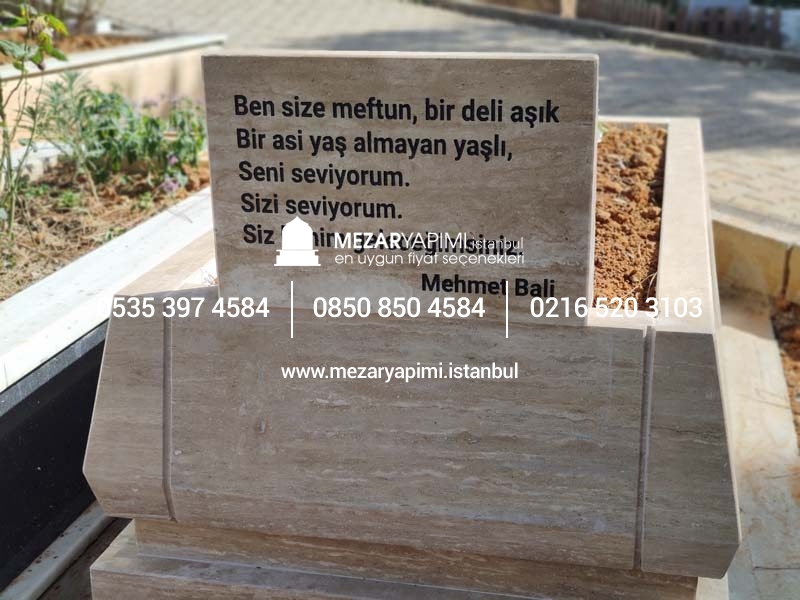Traverten Konik Kesim Komple 8-15 cm Blok Mezar Modeli - Görsel 18