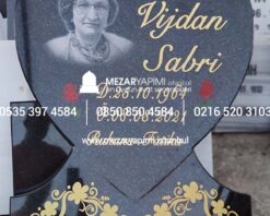 Kalp Şeklinde Lazer Resimli  Mezar Taşı Modeli - Görsel 4