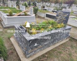 Abide Baş Taşı Komple Siyah Mermer Mezar - Görsel 13