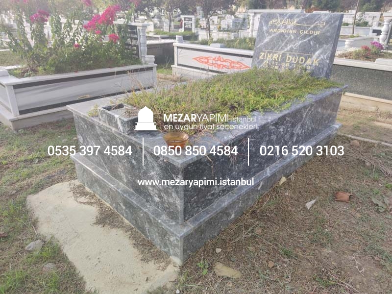 Abide Baş Taşı Komple Siyah Mermer Mezar - Görsel 12
