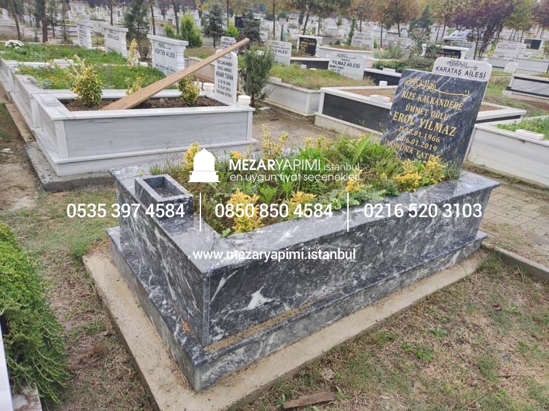Abide Baş Taşı Komple Siyah Mermer Mezar - Görsel 13