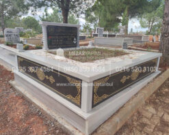 cift Kisilik Granit Desen islemeli Sutunlu Mezar-1