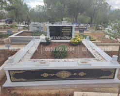 cift Kisilik Granit Desen islemeli Sutunlu Mezar