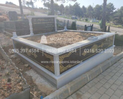 cift Kisilik Granit Desen islemeli Sutunlu Mezar-4