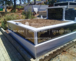 cift Kisilik Granit Desen islemeli Sutunlu Mezar-8