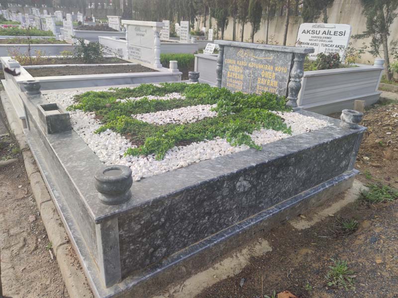 iki Kisilik Komple Siyah Mermer Mezar-10