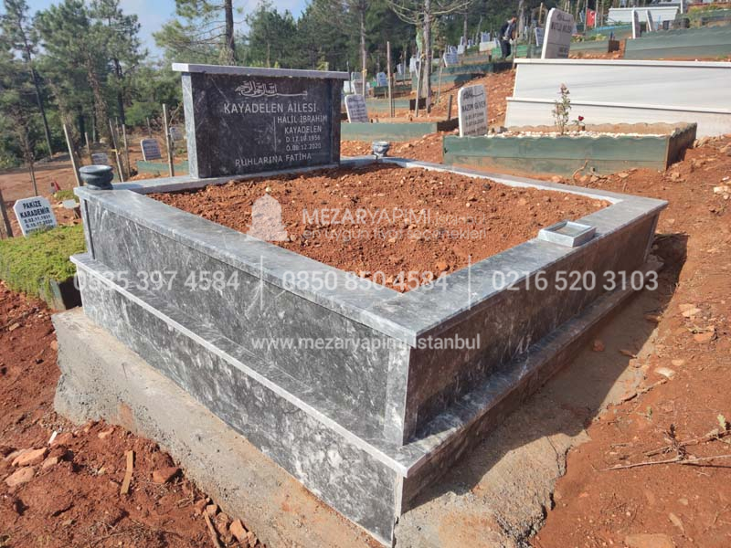 iki Kisilik Komple Siyah Mermer Mezar-11