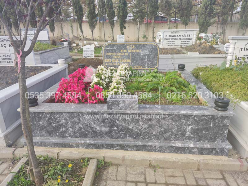 iki Kisilik Komple Siyah Mermer Mezar-7